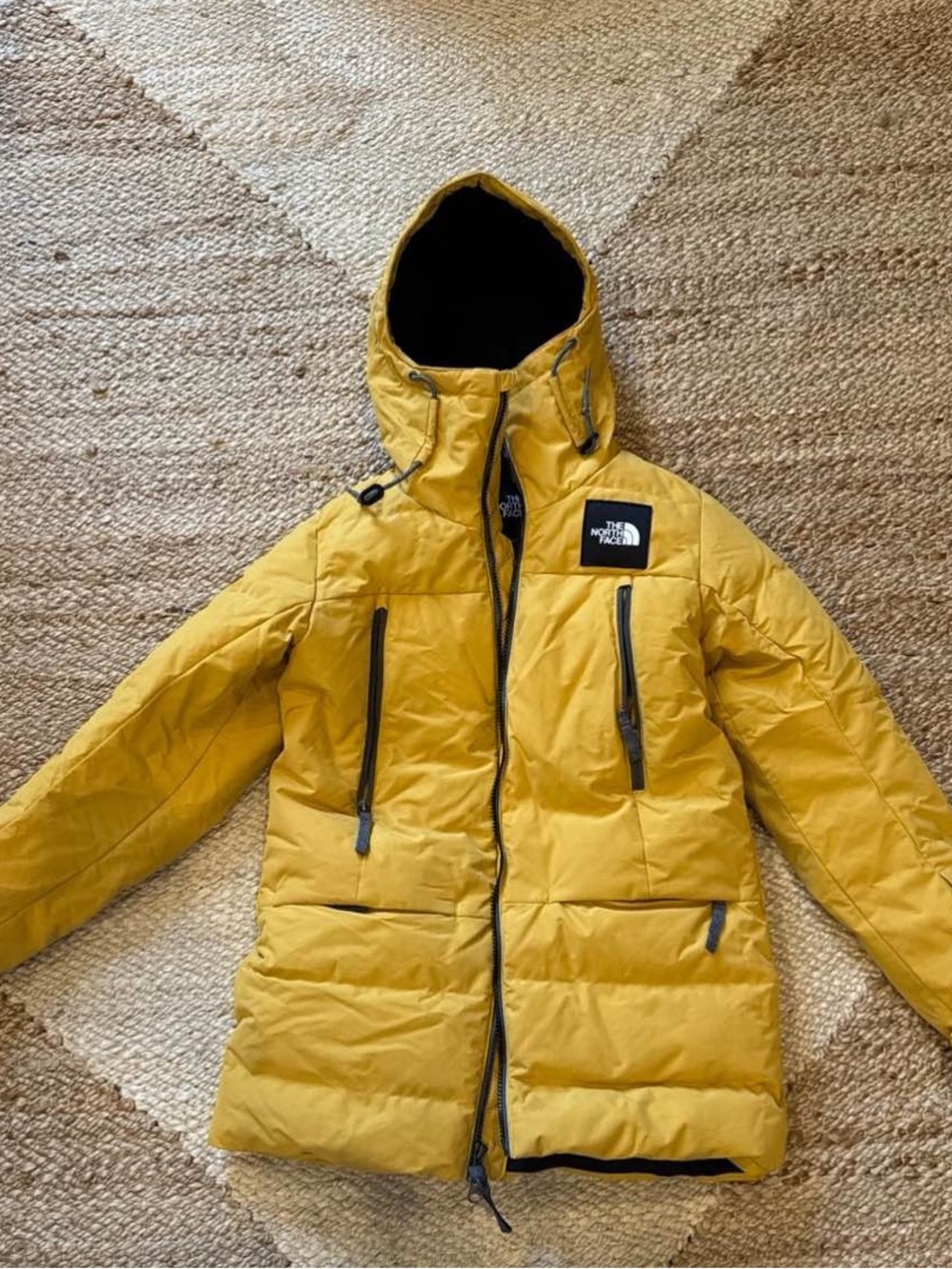 The North Face Mustard Yellow Hooded Puffer Jacket
